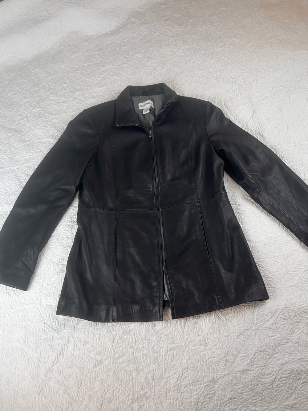 Women’s Black Leather Zip-Front Jacket by St. John's Bay